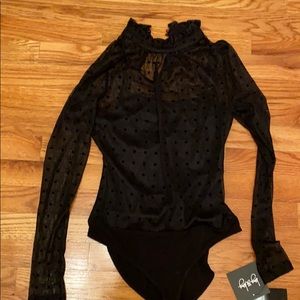 Black sheer long sleeve body suit